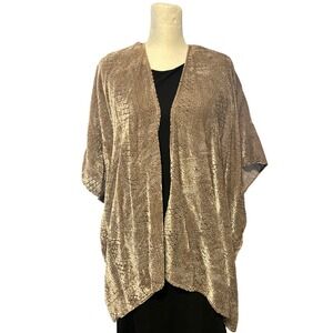 Dylan Velvet Geometric Burnout Kimono Cardigan Brown Gold Size Large